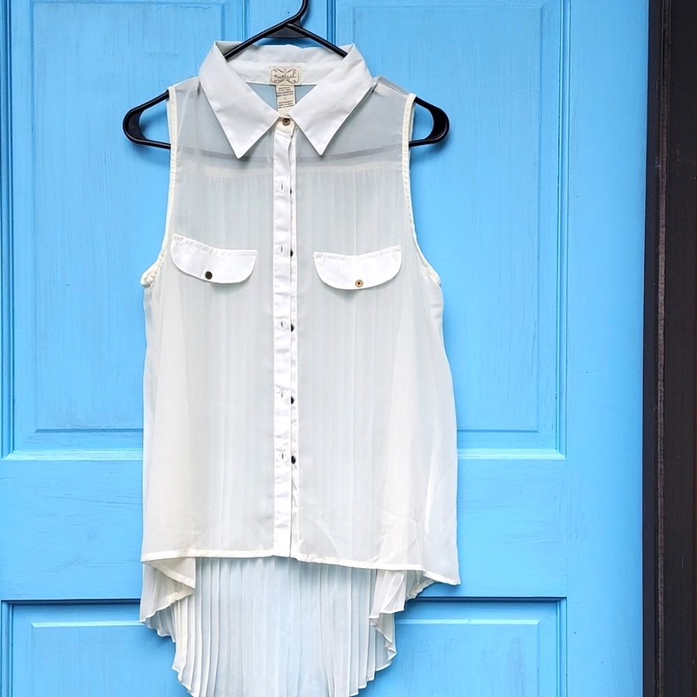 Eyelash Couture Blouse Cover-up HiLo See Through Sheer sz Lg